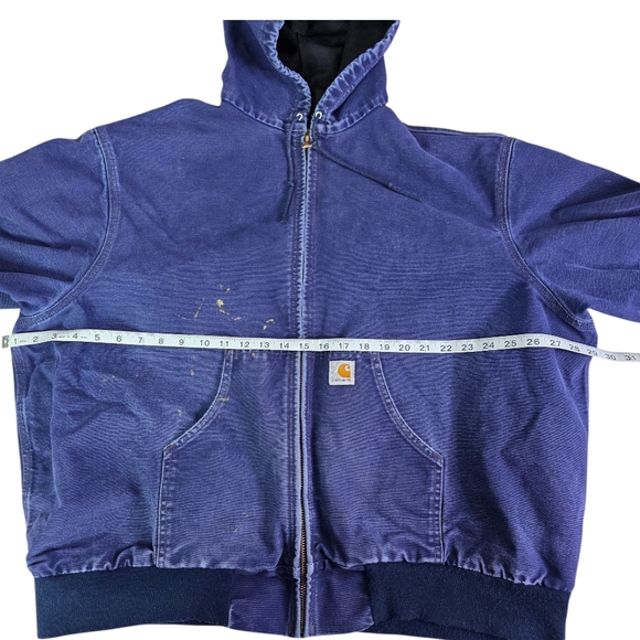 Carhartt Vintage Denim Canvas Distressed Thrashed Hooded Work Jacket Jacket - Picture 8 of 10